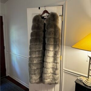 Grey Faux Fur floor length vest (I’m 5’6)
